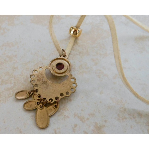 Vintage Corded Faux Jasper Necklace , Southwest - Picture 5 of 6